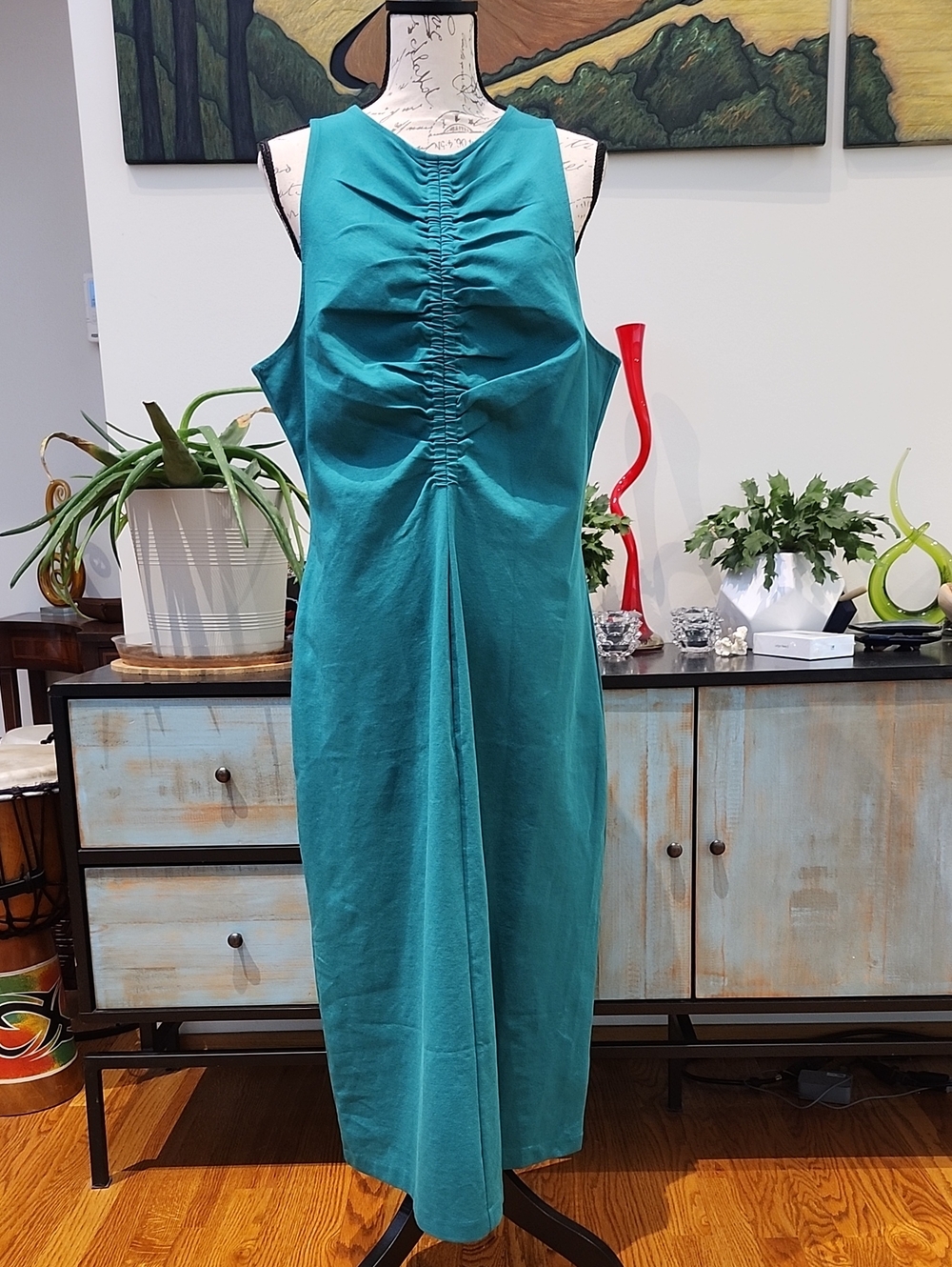 BODEN Green Ruched Midi Dress NWT Size 16R / 18R